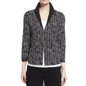 Lafayette 148 Bellene 3/4 Sleeve Black & White Woven Blazer Jacket Size …